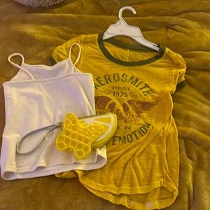 To cute to not sell!!Aerosmith white tank for underneath (it’s see through😩😩)